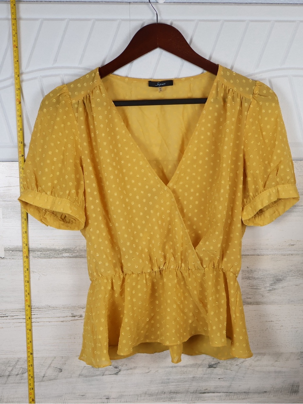 Soprano Yellow Polka Dot Peplum Blouse